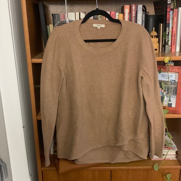Madewell tan waffle knit sweater with faux wrap detail - Picture 1 of 4